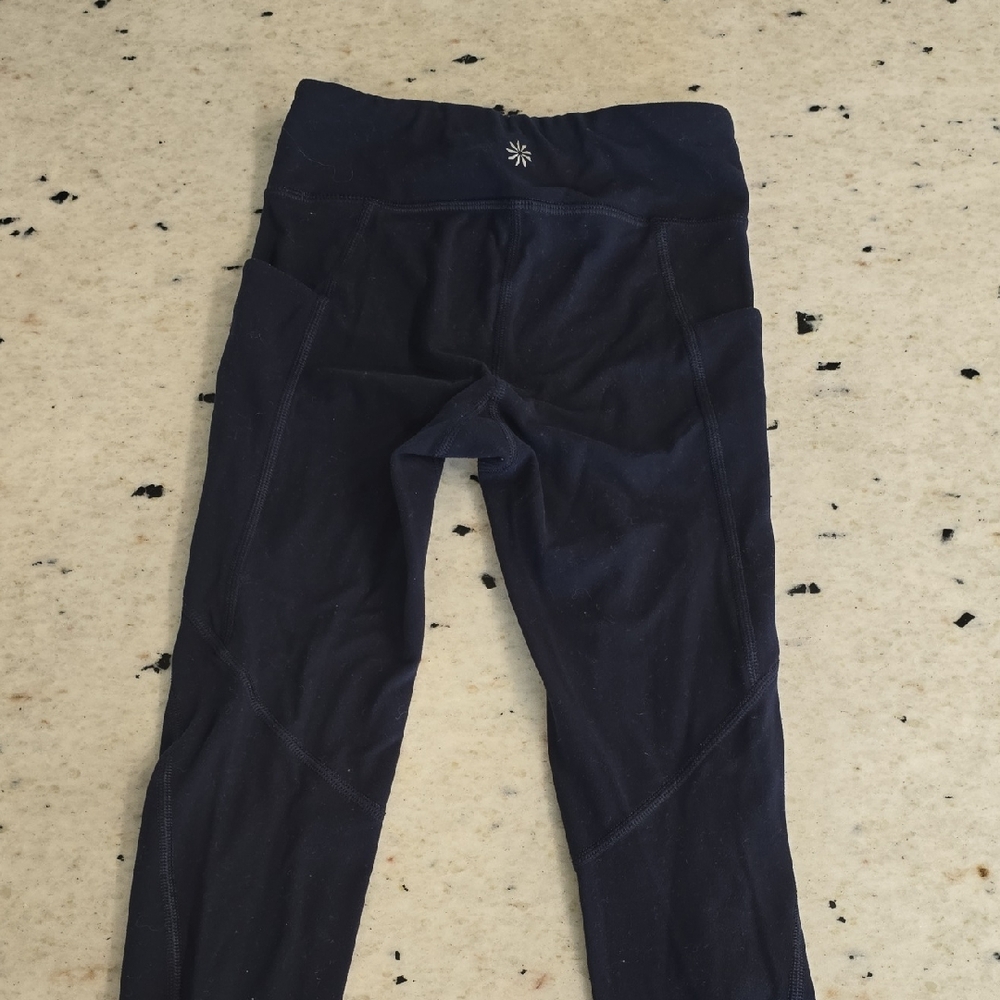 Girls' Navy Athletic Leggings with Side Pockets Athleta Size 7